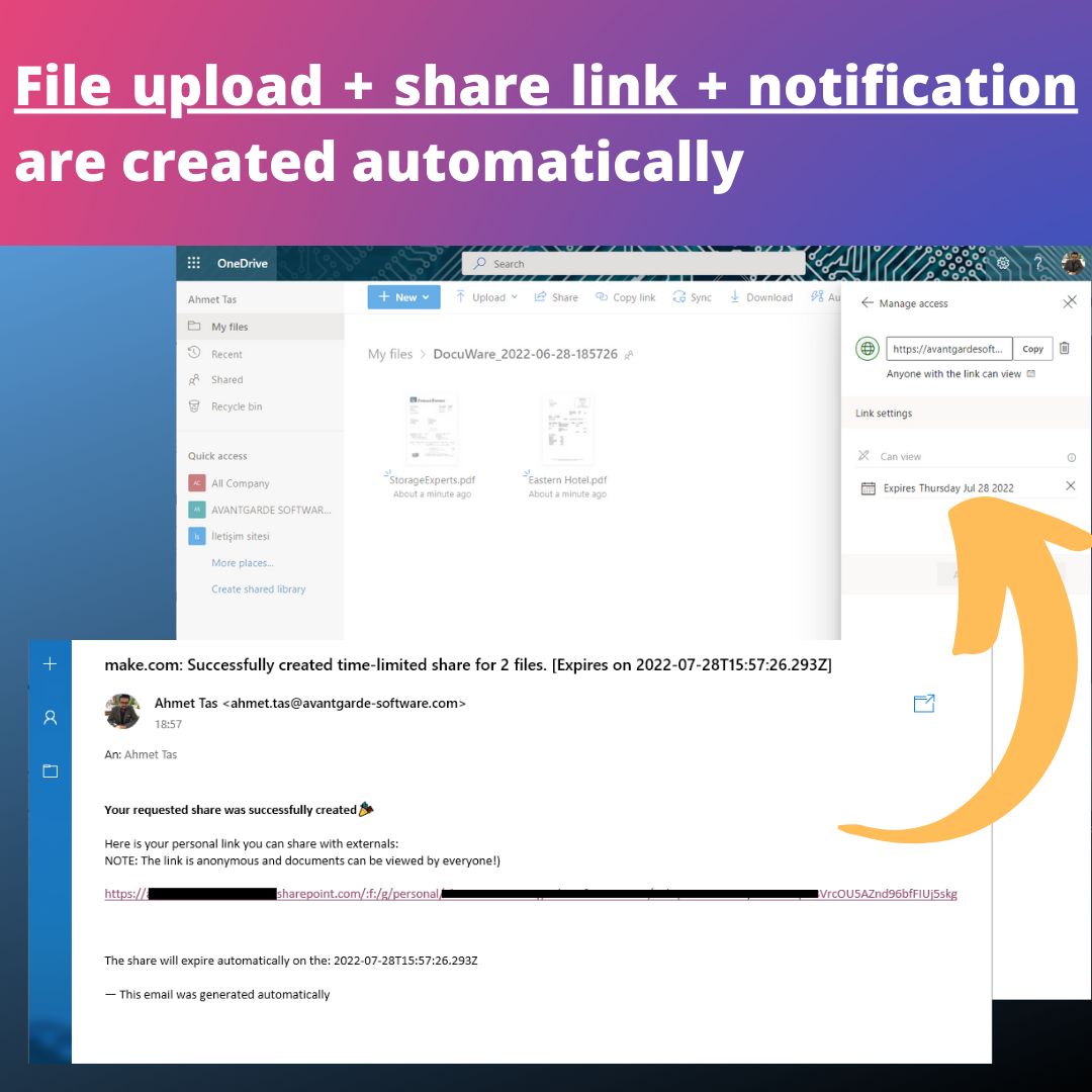 DocuWare OneDrive documents automatically share