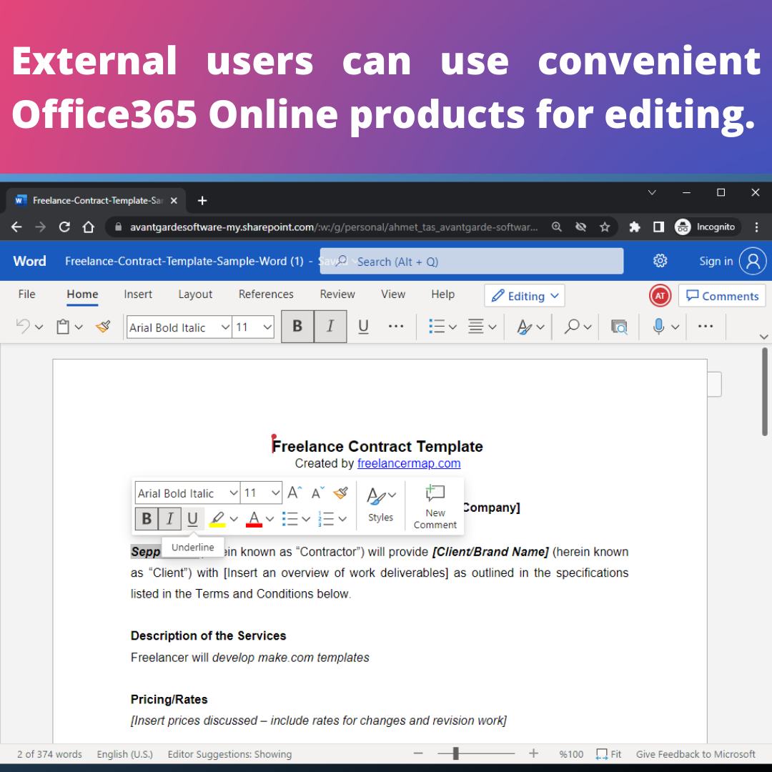 DocuWare Office365 Sharepoint Online editing